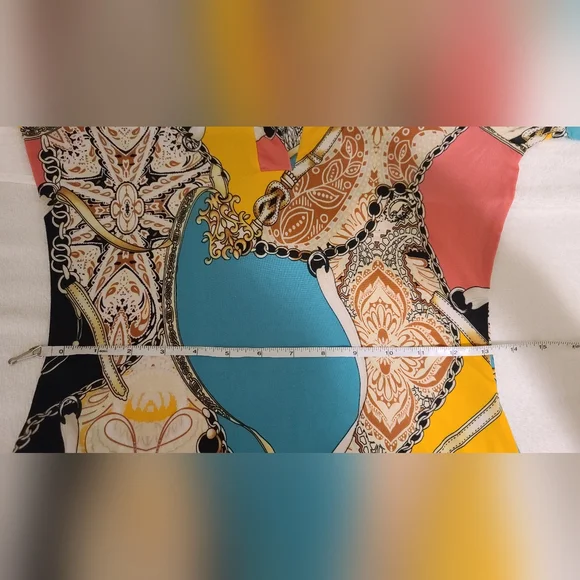 Fashion Nova Chain Print Scarf Bodysuit-long Sleeve-vibrant-multi Size M - Picture 7 of 11